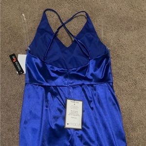 hello molly bodycon silk metallic blue dress